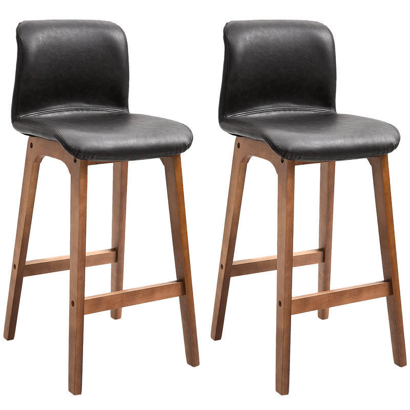 HOMCOM Modern Wood Bar Chairs Kitchen Cafe Stools Dining Barstool Brown