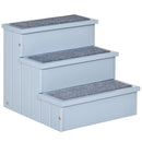 PawHut 3 Step Wooden Dog Steps Pet Stairs Cat Ladder for Bed with Storage Grey