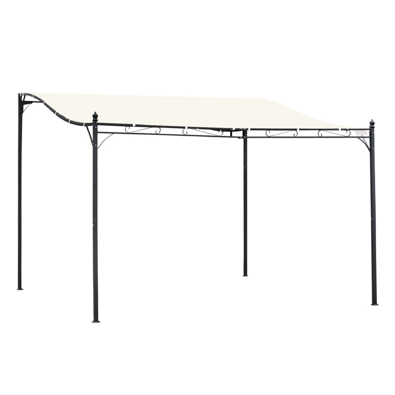 Outsunny 4 x 3M Wall Mounted Awning Free Stand Canopy Shade Porch Pergola Cream