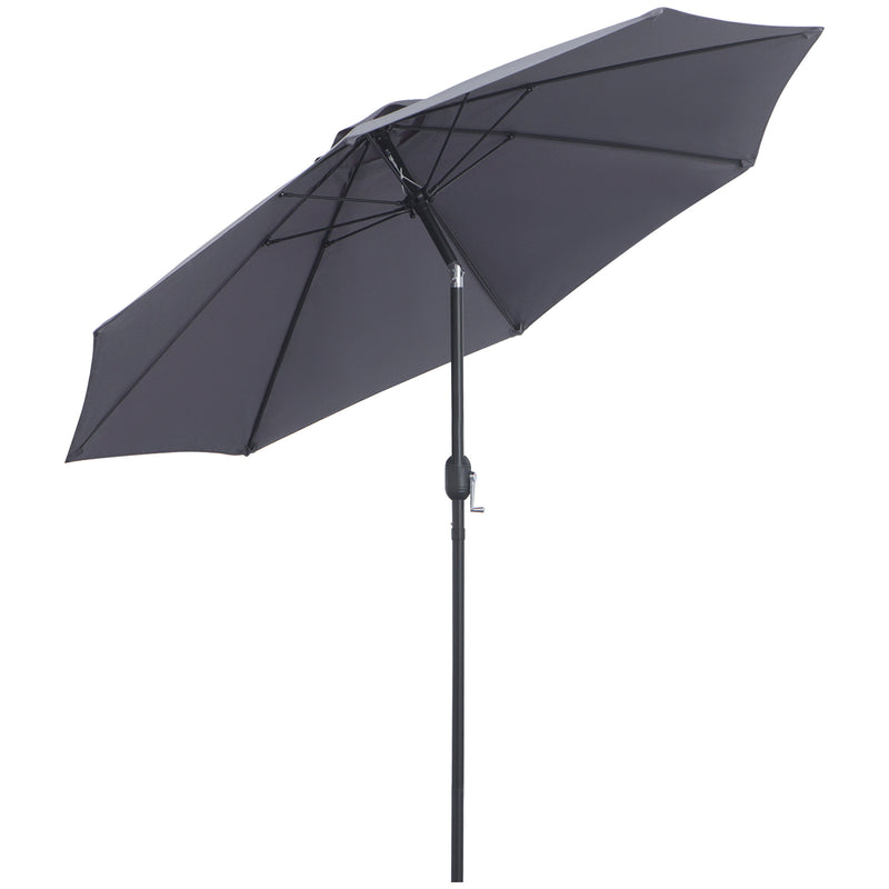Outsunny 2.7M Patio Umbrella Outdoor Sunshade Canopy w/ Tilt and Crank Grey
