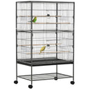 PawHut Large Bird Cage Budgie Cage for Finch Canaries Parrot with Stand Grey