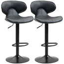 HOMCOM Grey Adjustable Swivel Bar Stools Set of 2, Barstools for Counter Bar