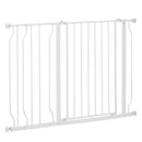 PawHut Dog Gate Wide Stair Gate w/ Door Pressure Fit, 75-115W cm, White