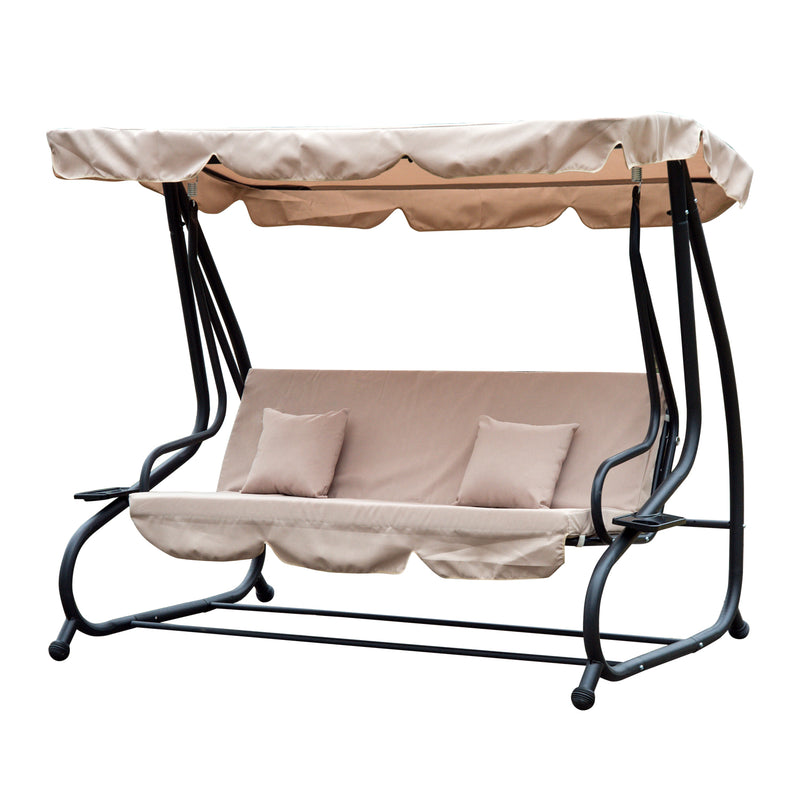 Outsunny 2-in-1 Garden Swing Chair -  Light Brown