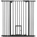 PawHut Extra Tall Dog Gate with Cat Door Auto Close for Stairs 74-101 cm Wide
