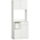 HOMCOM Kitchen Cupboard with Hutch Pantry Storage Cabinet Hutch Microwave Shelf