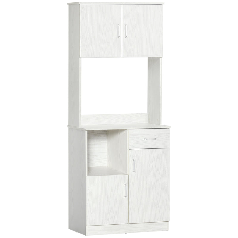HOMCOM Kitchen Cupboard with Hutch Pantry Storage Cabinet Hutch Microwave Shelf