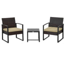 Outsunny 3 Pieces Rattan Patio Bistro Set 2 Chairs Coffee Side Table Set