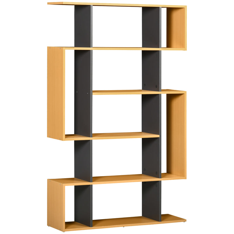 HOMCOM 5-Tier Bookshelf Freestanding Decorative Storage Shelves for Home Natural