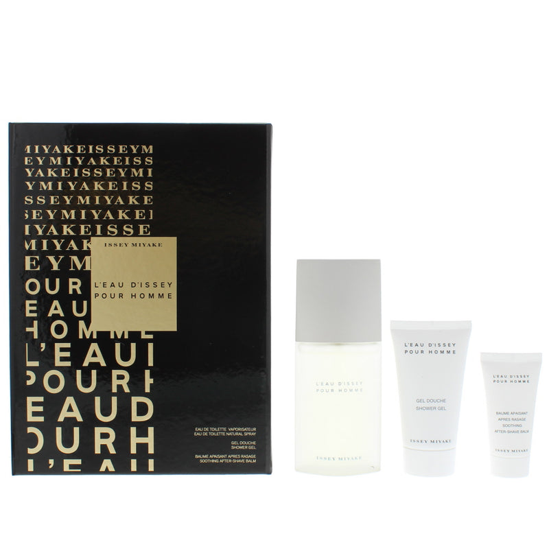 Issey Miyake L'eau D'issey Pour Homme 3 Piece Gift Set: Eau De Toilette 75ml - Shower Gel 75ml - Aftershave Balm 30ml