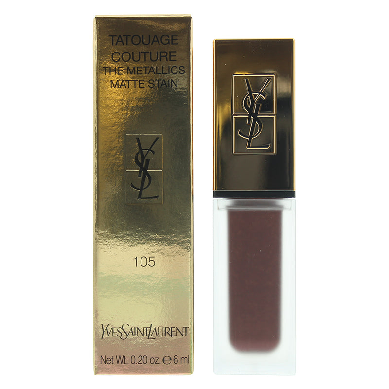Yves Saint Laurent Tatouage Couture The Metallics Matte 105 Magnetic Prune Temper Lip Stain 6g
