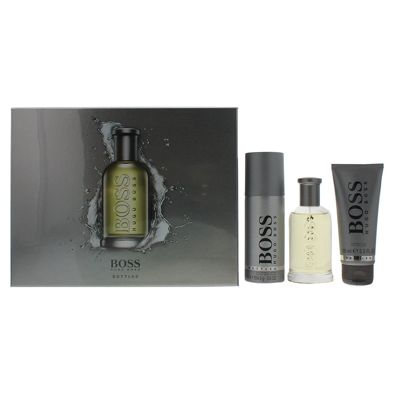Hugo Boss Bottled 3 Piece Eau De Toilette 100ml Shower Gel 100ml Deodorant Spray 150ml