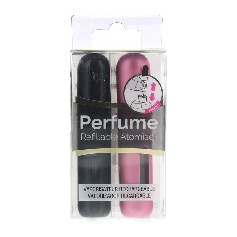 Pressit Refillable Perfume Spray Bottles 2 x 4ml - Pink  Black