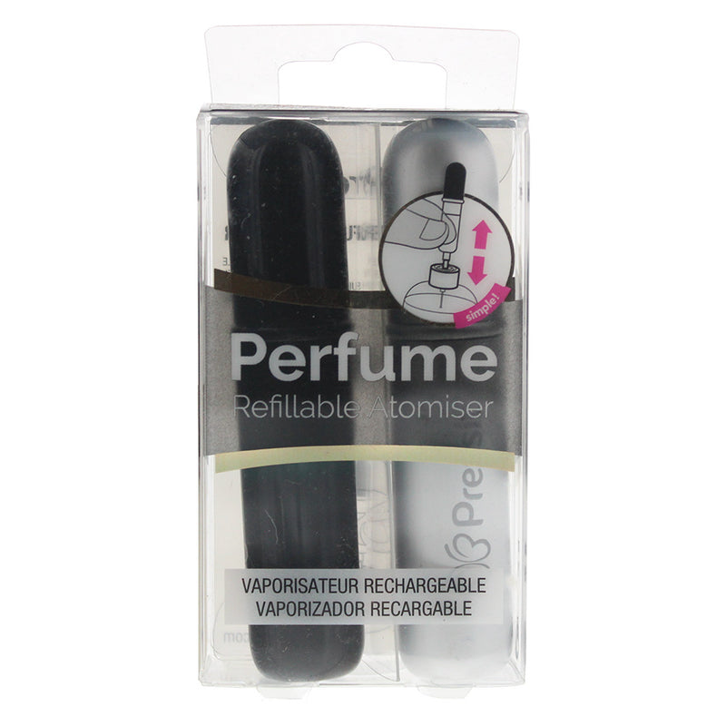 Pressit Refillable Perfume Spray Bottles 2 x 4ml - Silver  Black