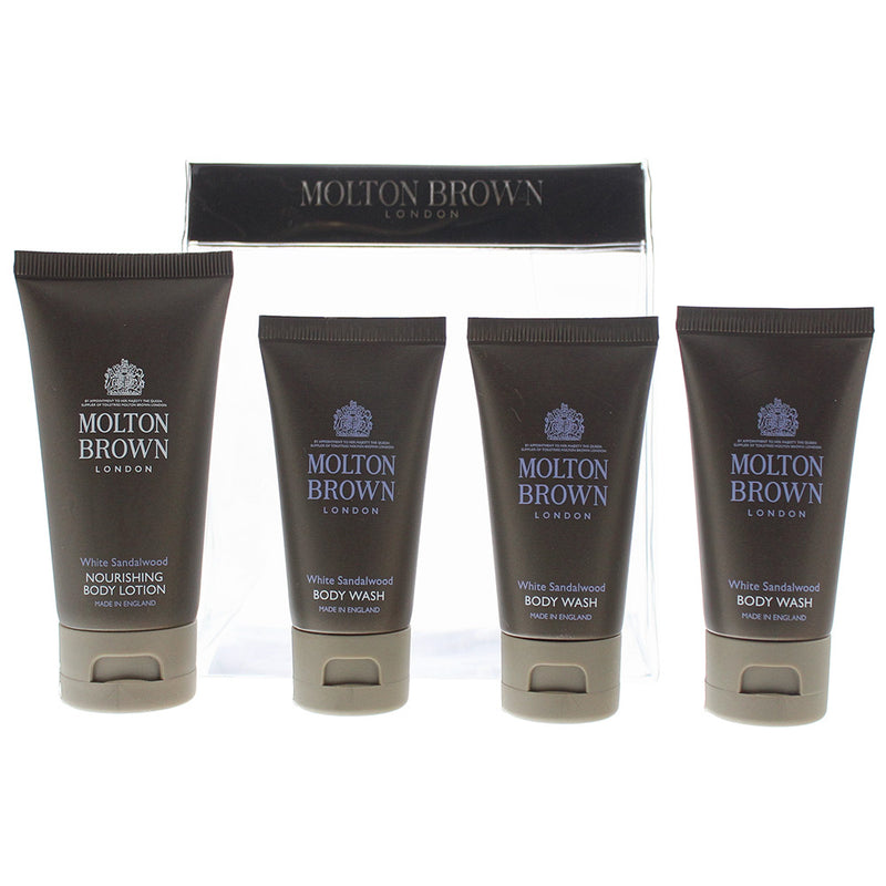 Molton Brown White Sandalwood 4 Piece Gift Set: Body Lotion 50ml - 3 x Body Wash 30ml
