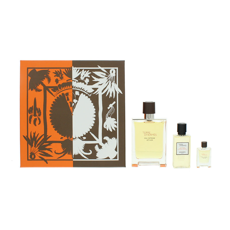 Hermès Terre D'Hermès Eau Intense Vetiver 3 Piece Gift Set: Eau De Parfum 100ml - Eau De Parfum 5ml - Shower Gel 40ml