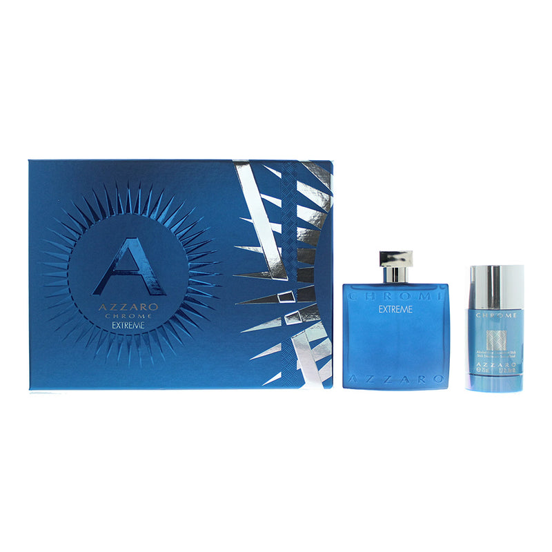 Azzaro Chrome Extreme 2 Piece Gift Set:  Eau De Parfum 100ml - Deodorant Stick 75g