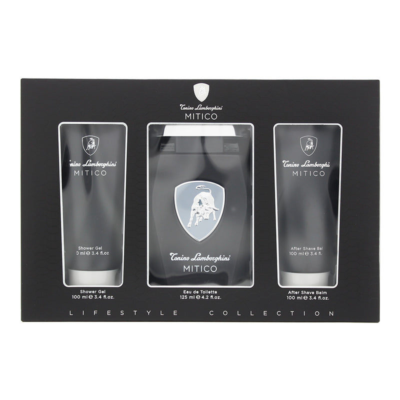 Tonino Lamborghini Mitico 3 Piece Gift Set: Eau De Toilette 125ml - Shower Gel 100ml - Aftershave Balm 100ml