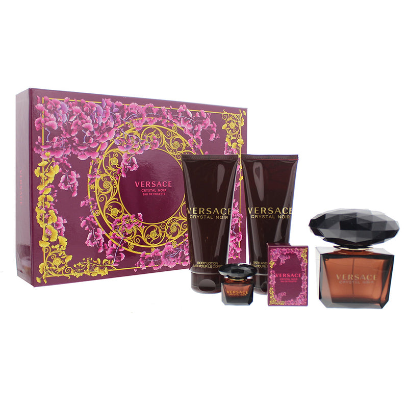 Versace Crystal Noir 4 Piece Gift Set: Eau De Toilette 90ml - Shower Gel 100ml - Body Lotion 100ml - Eau De Toilette 5ml