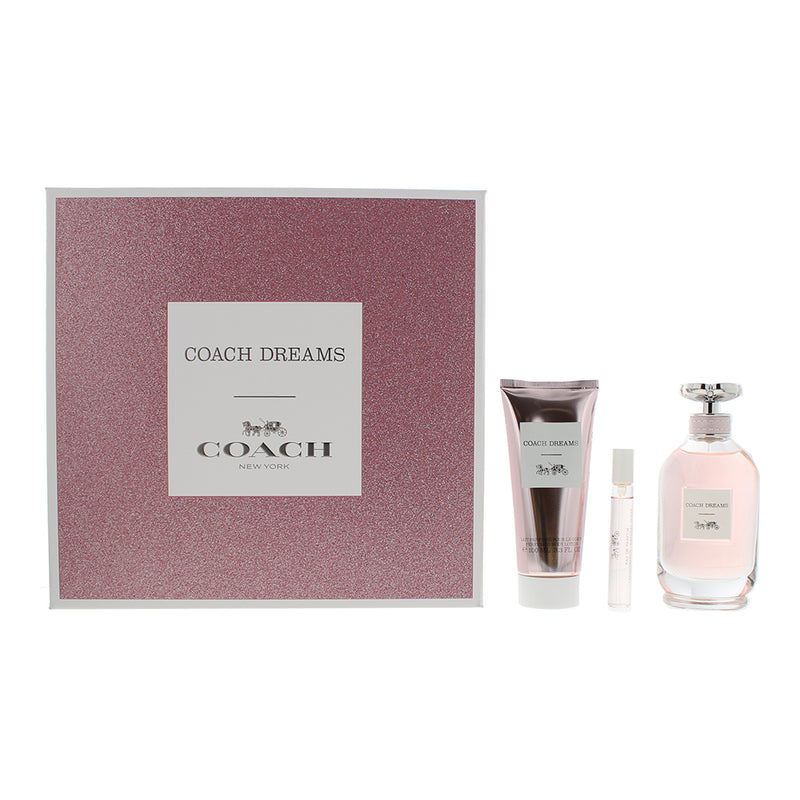 Coach Dreams 3 Piece Gift Set: Eau De Parfum 90ml - Body Lotion 100ml - Eau De Parfum 7.5ml