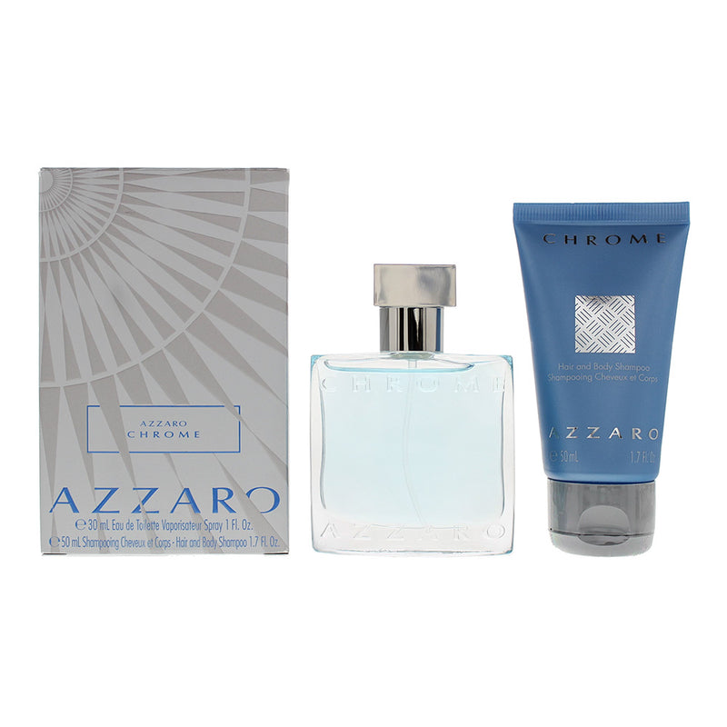Azzaro Chrome Piece Gift Set: Eau de Toilette 30ml Hair And Body S