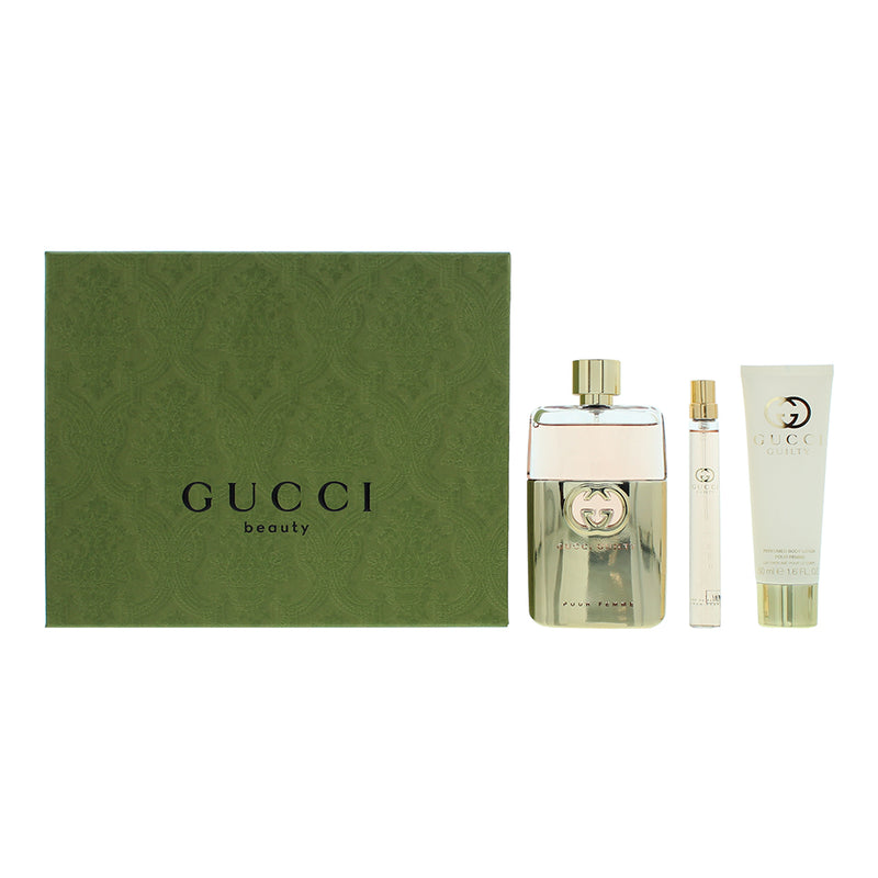 Gucci Guilty Pour Femme 3 Piece Gift Set: Eau de Parfum 90ml - Eau de Parfum 10m