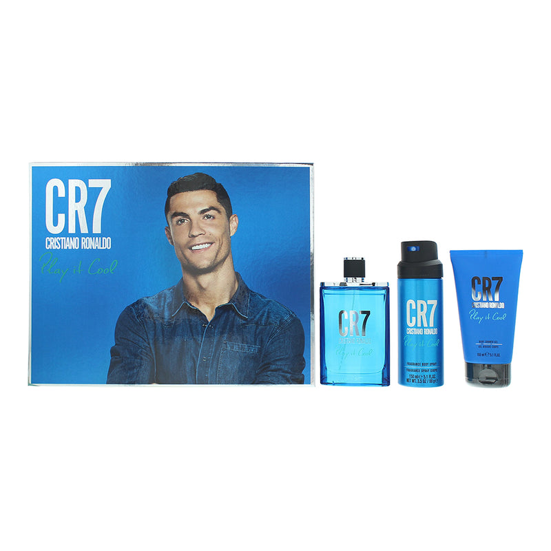 Cristiano Ronaldo Play It Cool 3 Piece Gift Set: Eau de Toilette 100ml - Shower Gel 150ml - Body Spray 150ml