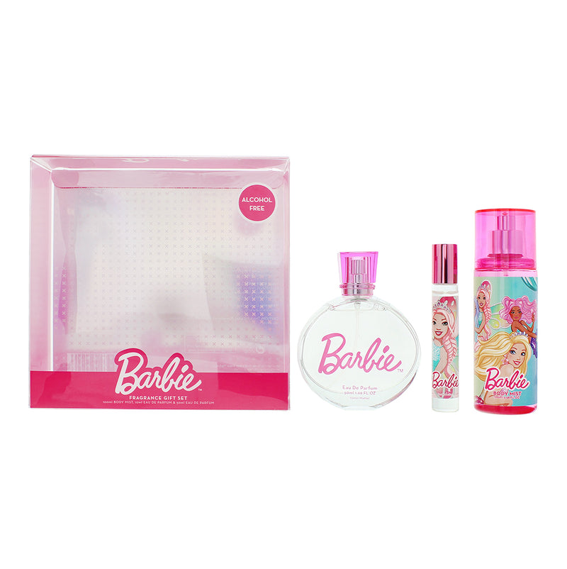 Disney Barbie 3 Piece Gift Set: Eau de Parfum 50ml - Roll-On Perfume 10ml - Body