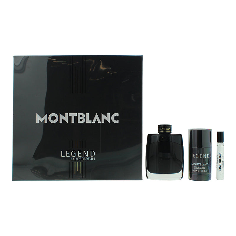 Montblanc Legend 3 Piece Gift Set: Eau De Parfum 100ml - Eau De Parfum 7.5ml - Deodrant Stick 75g