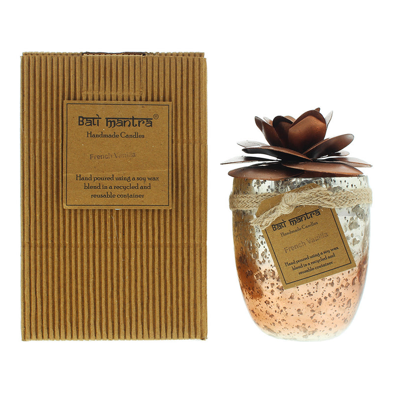 Bali Mantra Camellia Glass Copper French Vanilla Candle 500g