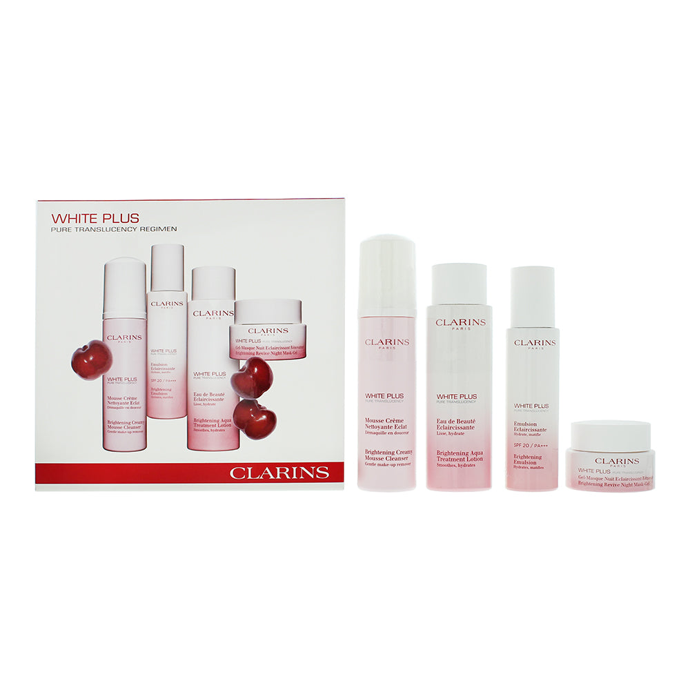 Clarins White Plus 4 Piece Gift Set: Mousse Cleanser 150ml -Brightenin
