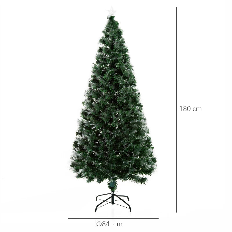 HOMCOM Christmas Fibre Optic Tree 6'