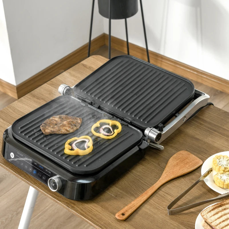 HOMCOM Health Grill and Press with 8 Settings and Drip Tray - Black