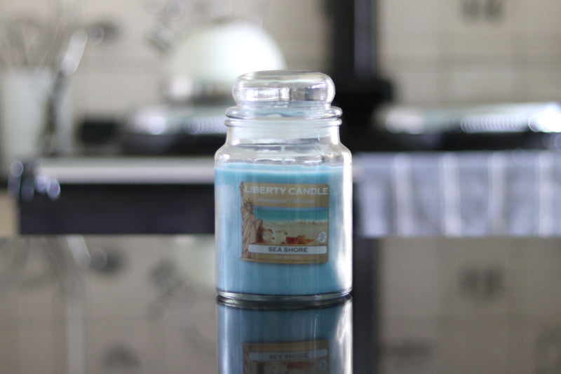 Homestead Candle 18oz Glass Jar Bubble Lid - Sea Shore