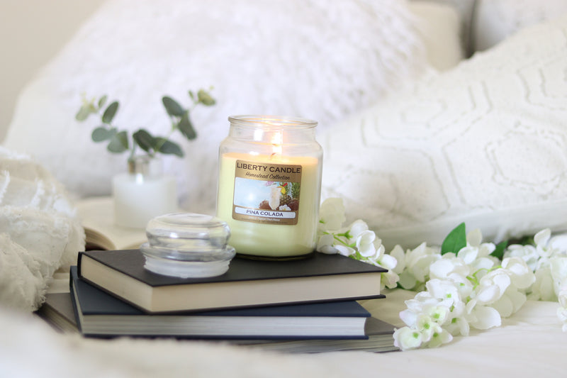 Homestead Candle 18oz Glass Jar Bubble Lid - Pina Colada