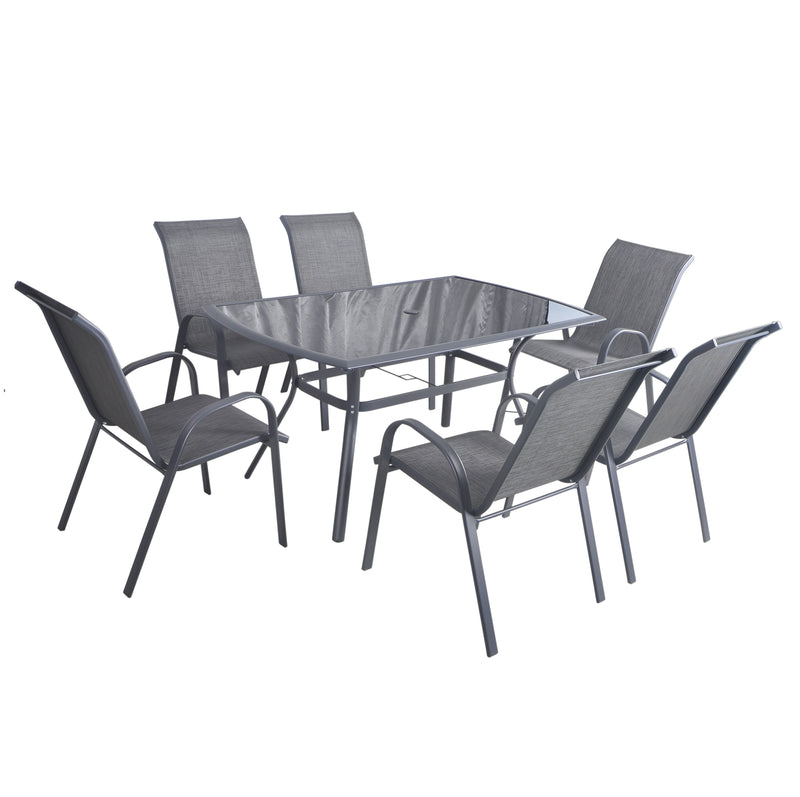 Silver & Stone Bali Outdoor 7 Piece Dining Set - Grey