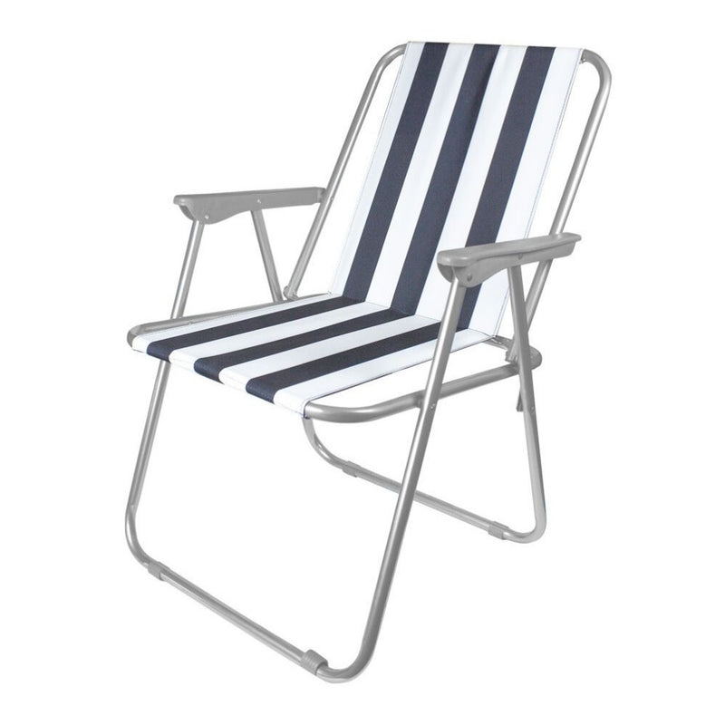 Milestone Folding Deck Chair - Blue & White Stripes