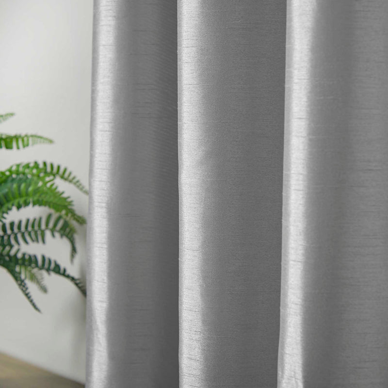 Denver Lined Eyelet Curtains - Silver