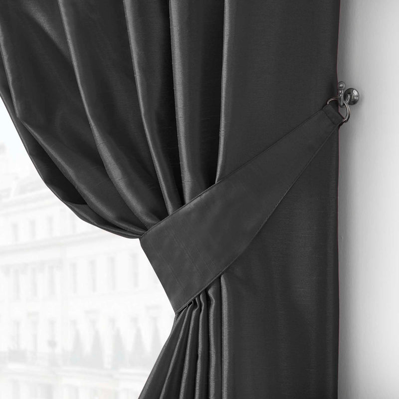 Denver Lined Eyelet Curtains - Black