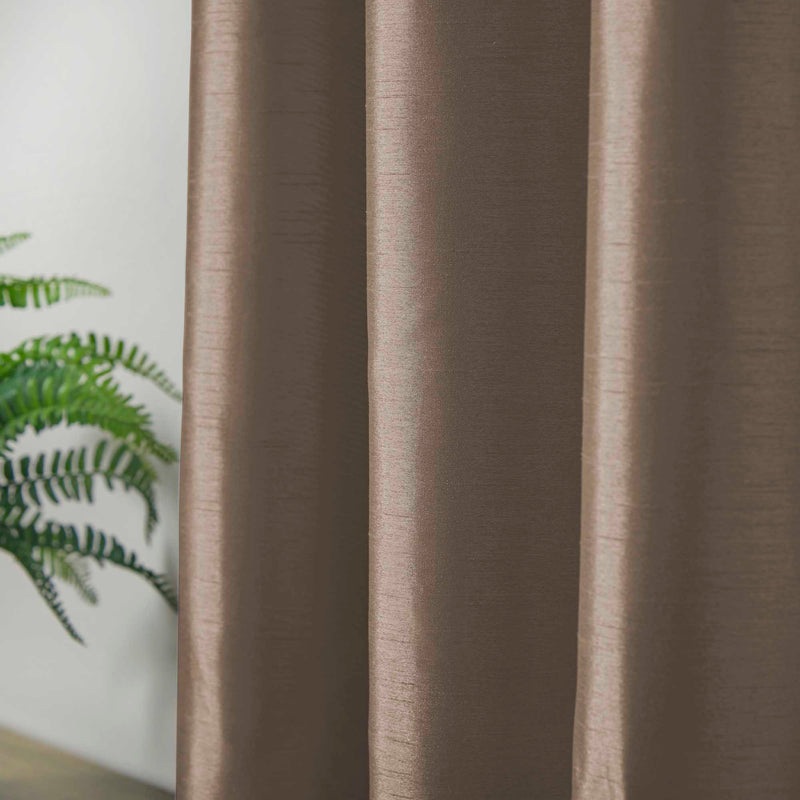 Denver Lined Eyelet Curtains - Mink