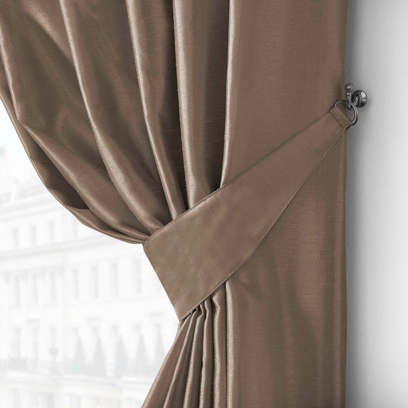 Denver Lined Eyelet Curtains - Mink