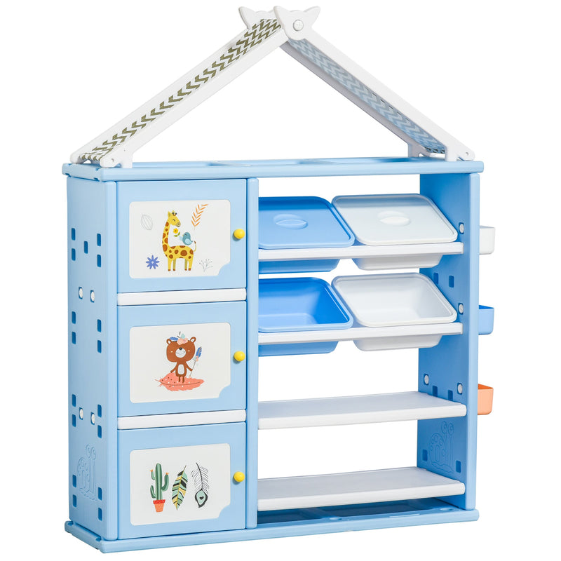 HOMCOM Kids Storage Unit Toy Box Organiser Book Shelf with shelves storage cabinets storage boxes and storage baskets Blue w/