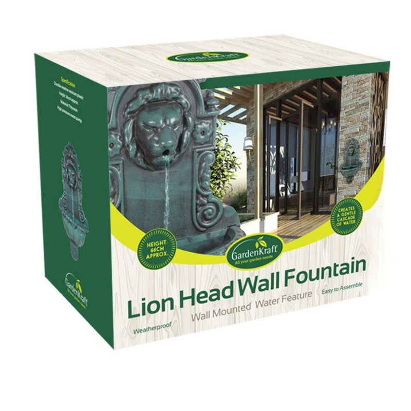 GardenKraft Lion Head Water Feature Fountain