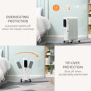 HOMCOM 2180W 9 Fin White Oil Filled Radiator, Portable Heater w/ Timer & Remote Control