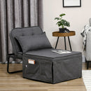 HOMCOM Folding Sleeper Chair Bed With Pillow And Side Pockets, Charcoal Grey