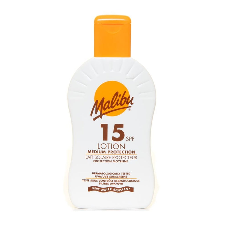 Malibu 200ml Sun Tan Lotion Very Water Resistant SPF15 UVA UVB Sunscreen Cream