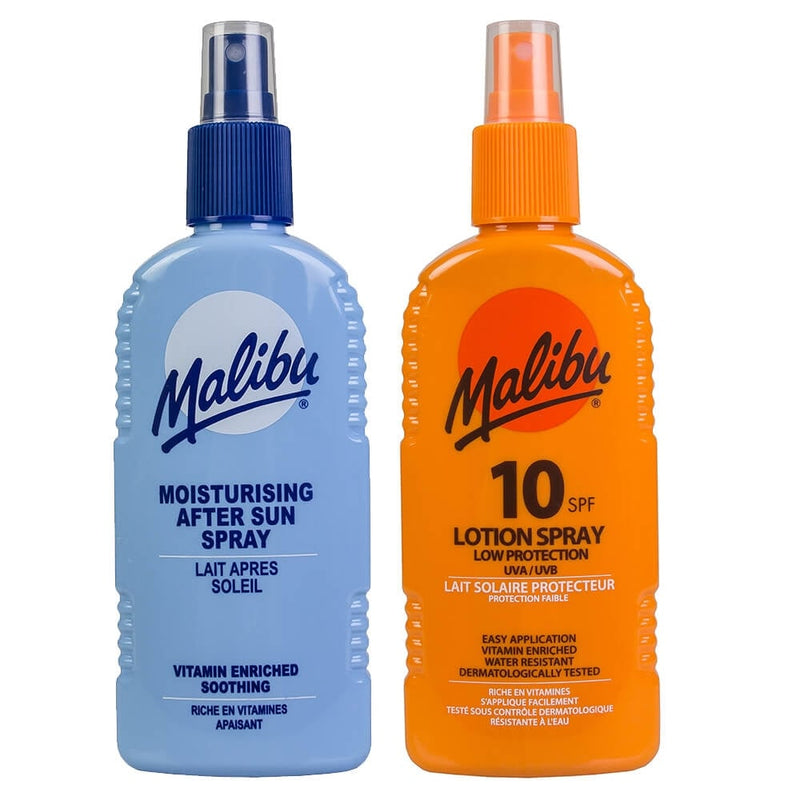 Malibu Pack Of 2 200ml SPF10 Water Resistant Lotion Spray & After Sun Spray