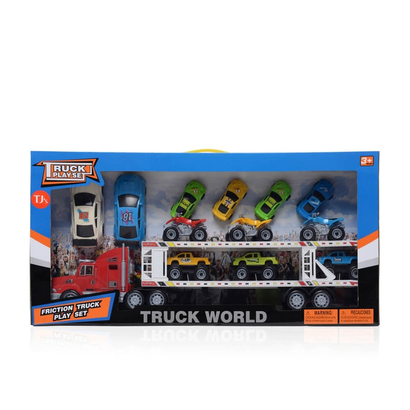 Truck World Friction Vehicle Car Quad Transporter Play Set Toy Gift 3 Years+