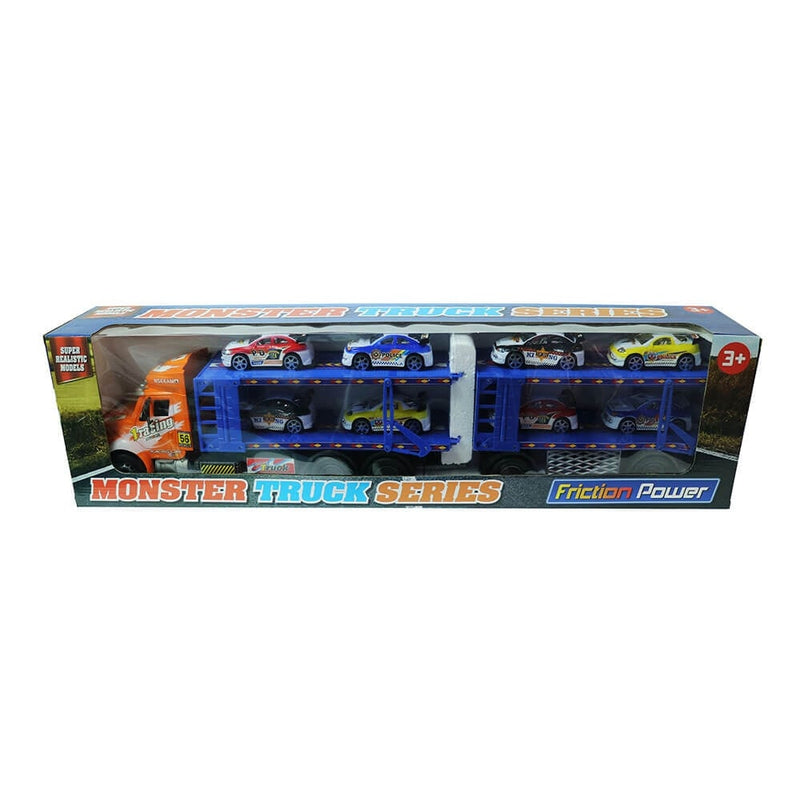 Kids Monster Truck Series Friction 8 Car Transporter Vehicle Toy Gift 3 Years+