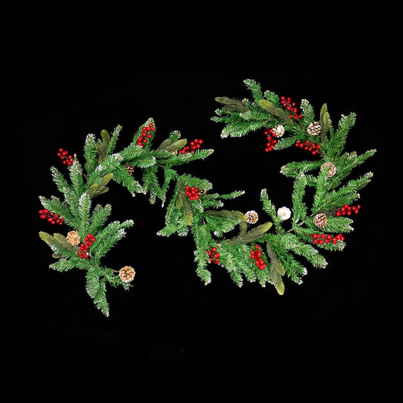 Christmas Sparkle Garland Green Pinecones with Red Berries 2m